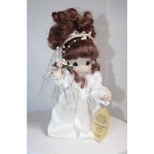 Precious Moments Brunette Bride Doll 1999 PMC Item #1655 w/ Tag Wedding Doll